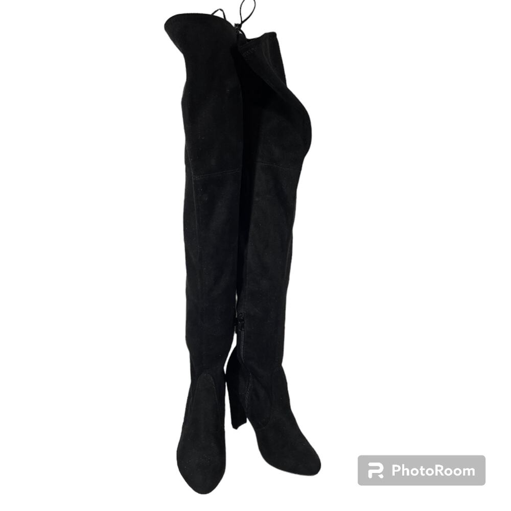 Charlotte Russe Thigh High Over the Knee Black Suede Boots Women's Size 7